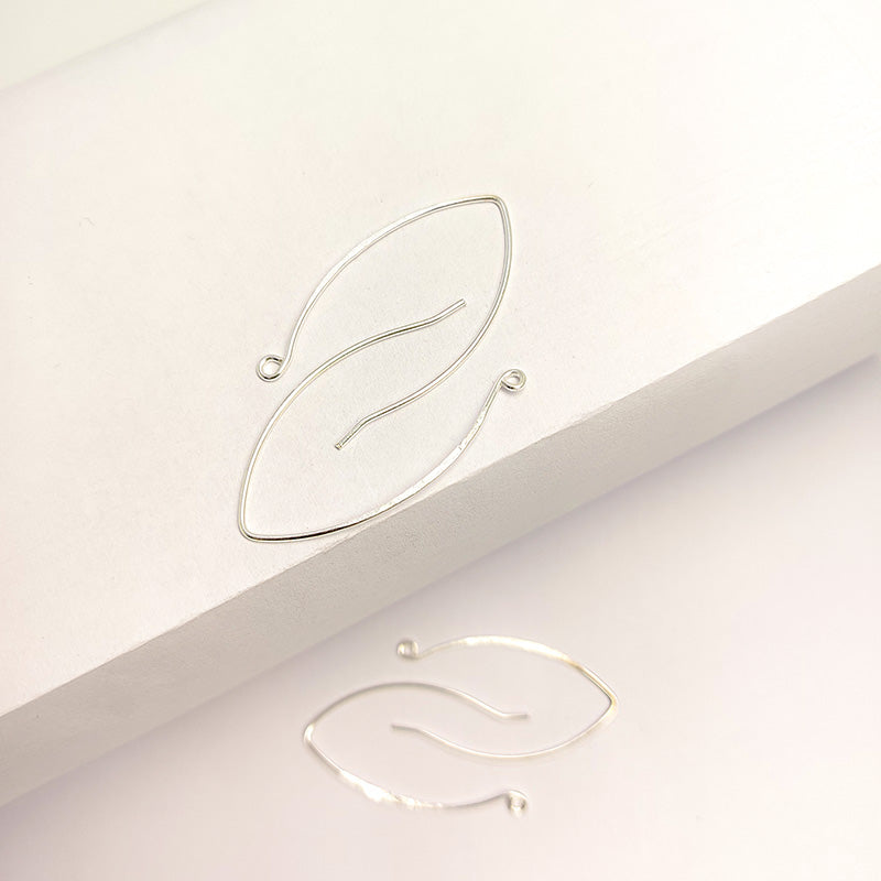 Contemporary silver overlay marquise earwire handcrafted in India