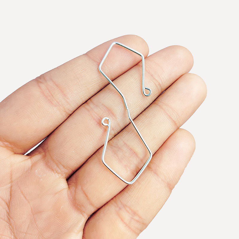 Modern silver overlay angular earwire handcrafted in India