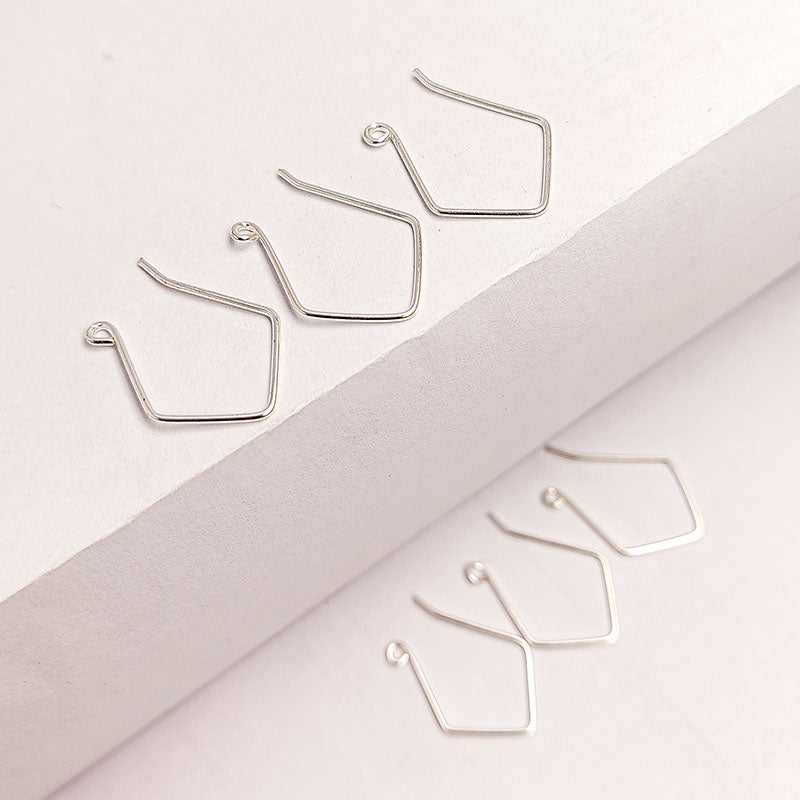 Modern silver overlay angular earwire handcrafted in India
