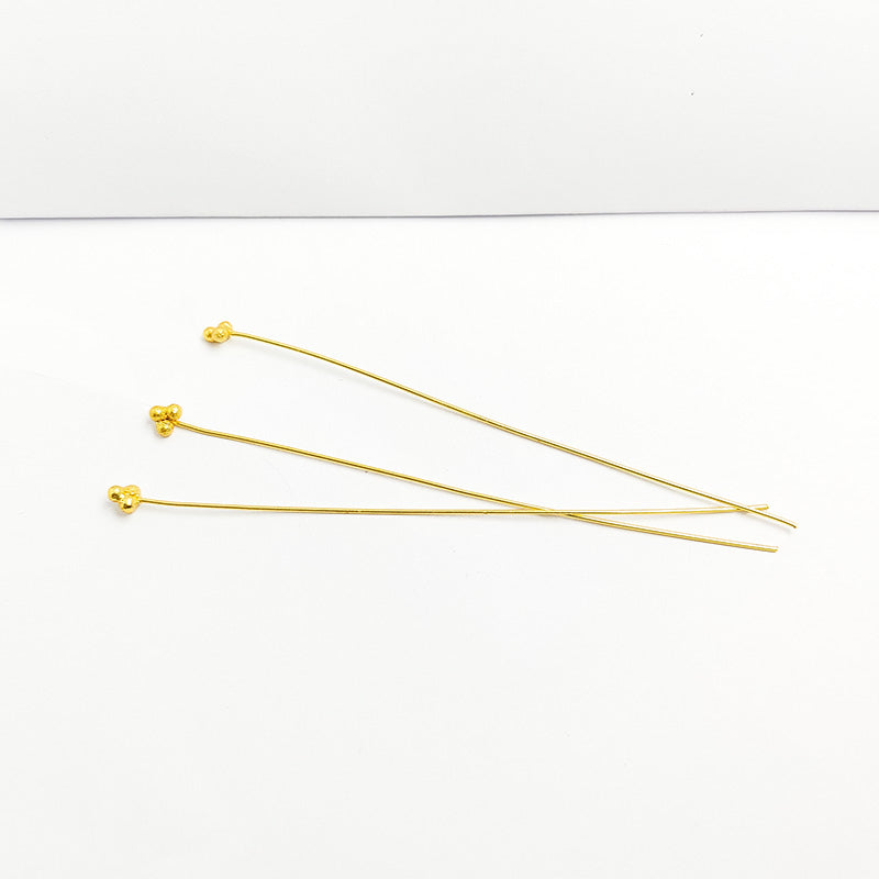 Artistic long 18K gold overlay granulated head pin handcrafted in India.
