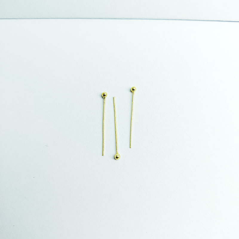 Artistic smooth round bead head pin in 18K gold overlay handcrafted in India.