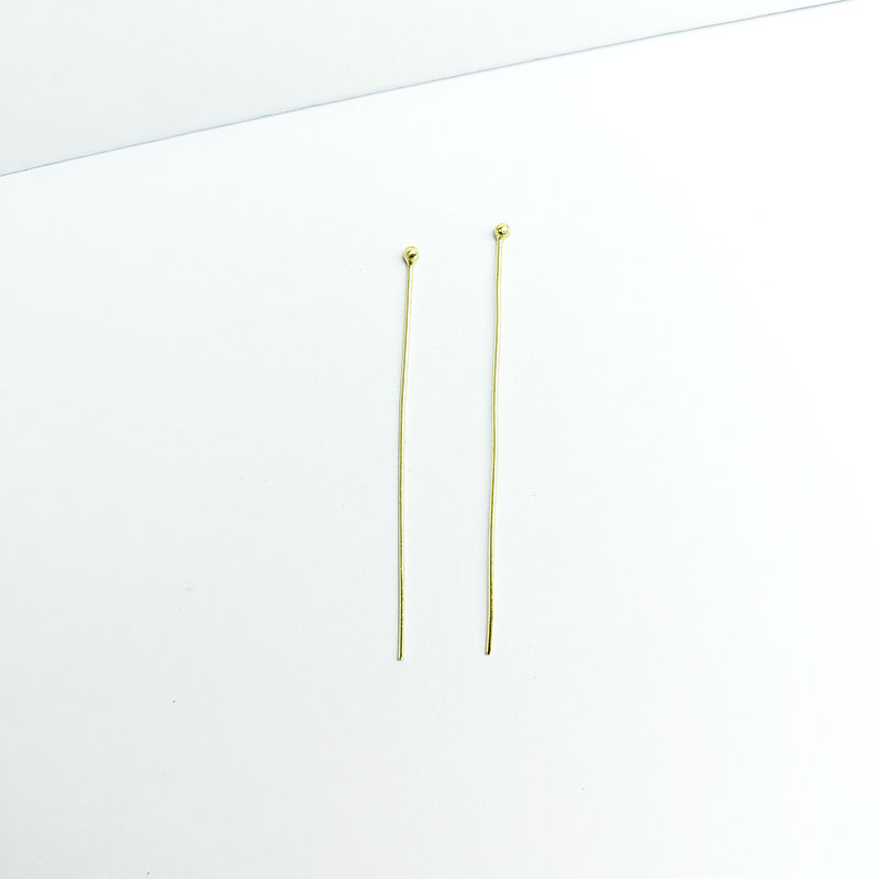 Artistic smooth round bead head pin in 18K gold overlay handcrafted in India.