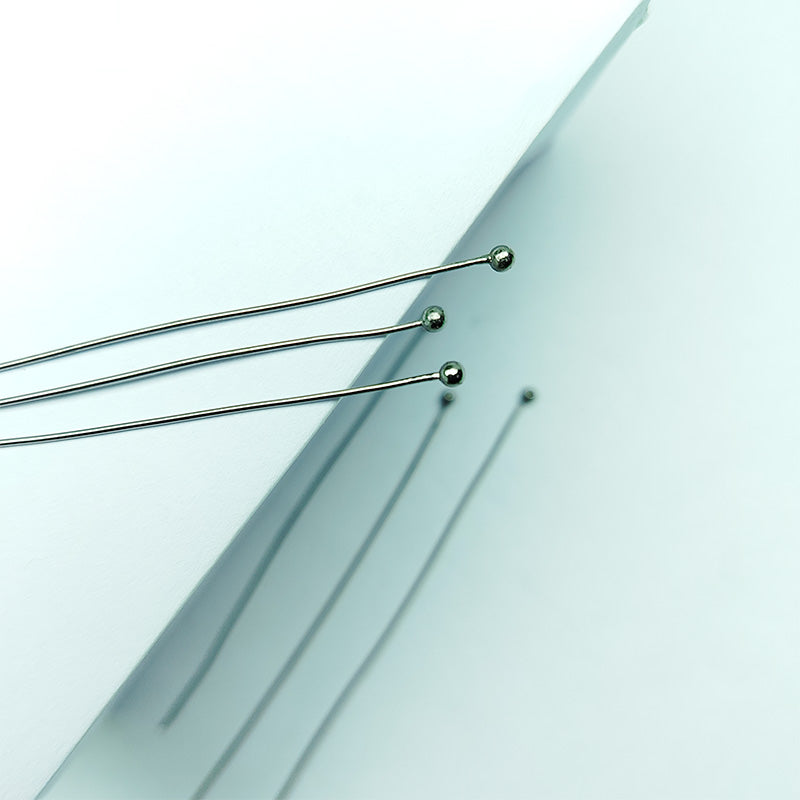 India handcrafted black rhodium overlay over copper ball head pin for retail jewelry crafting.