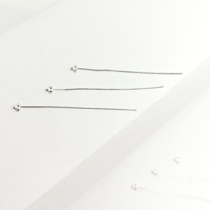 Stylish Silver Overlay Over Copper Long Triple Ball Head Pin – Handcrafted in India for Retail Jewelry Makers