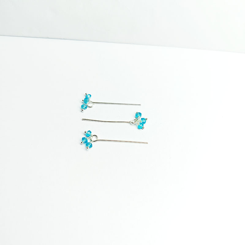 Handcrafted silver overlay headpin with blue quartz beads made in India