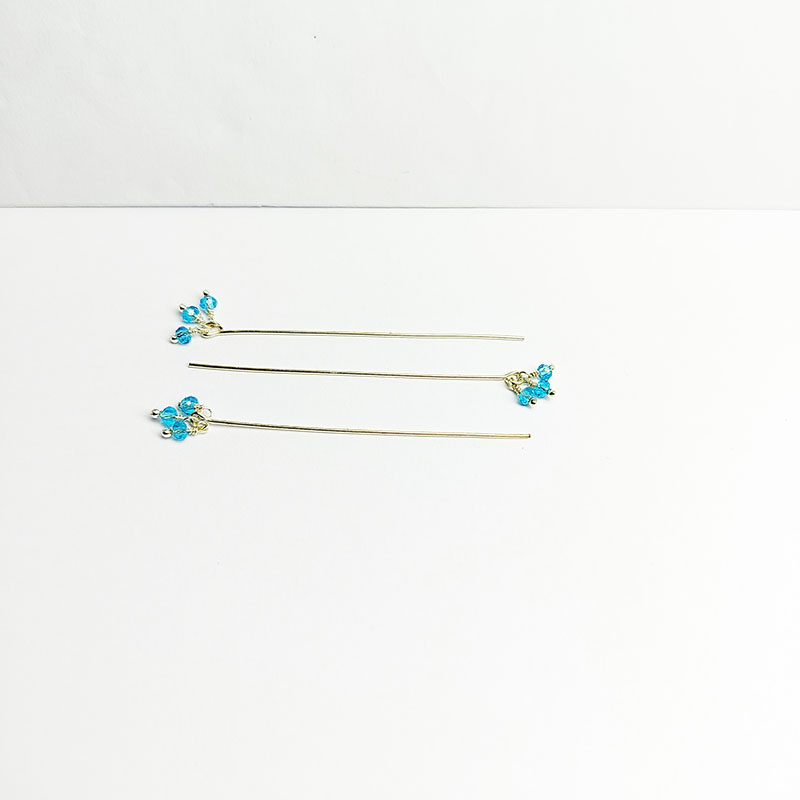 Handcrafted silver overlay headpin with blue quartz beads made in India