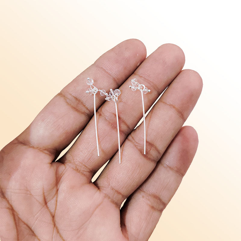 Handcrafted silver overlay headpin with white quartz beads made in India