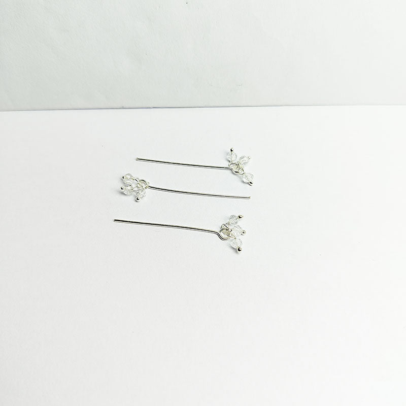 Handcrafted silver overlay headpin with white quartz beads made in India