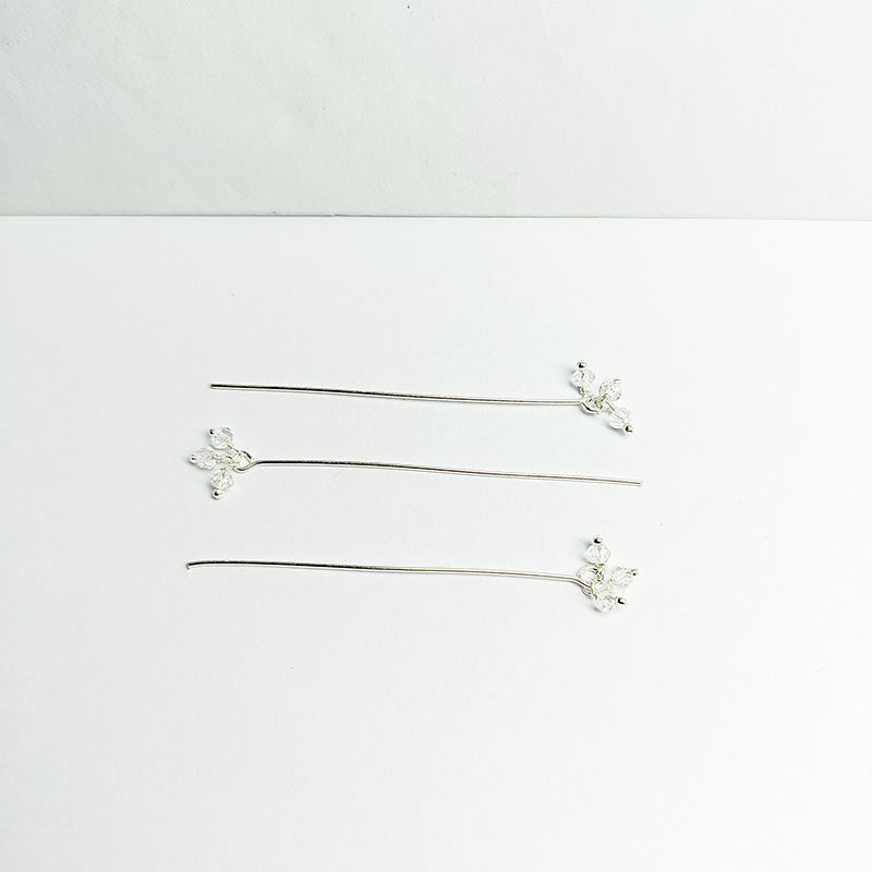 Handcrafted silver overlay headpin with white quartz beads made in India