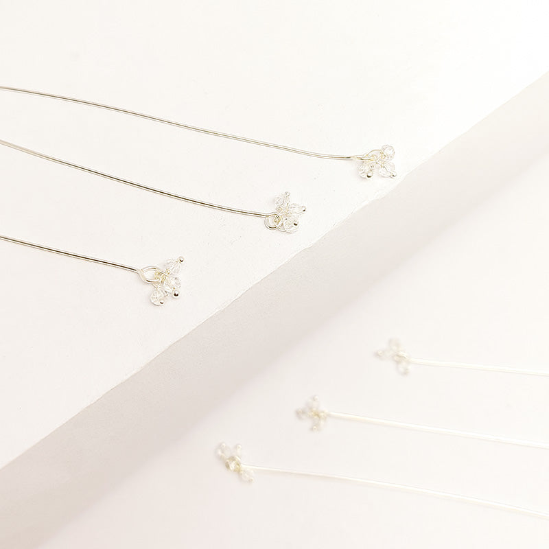 Handcrafted silver overlay headpin with white quartz beads made in India