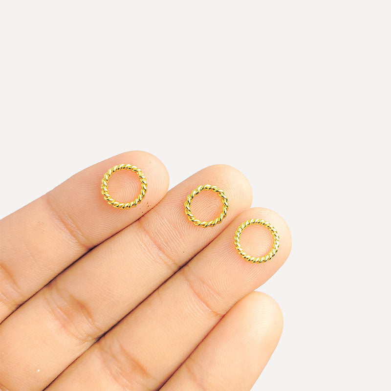 Twisted rope 18K Gold Overlay Over Copper circular jewelry accent handcrafted in India with polished finish