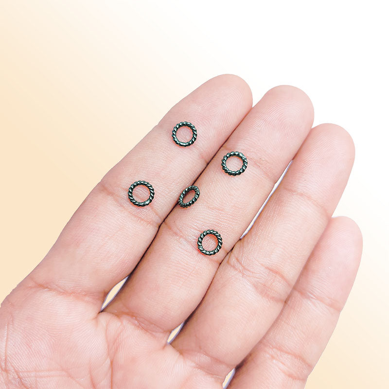 Twisted rope Closed Jump Ring in Black Rhodium Overlay Over Copper handcrafted in India