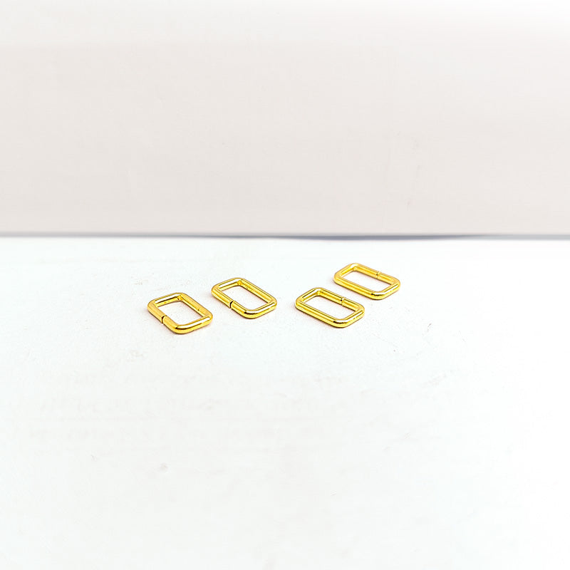 Elegant rectangular jump ring in 18K gold overlay over copper, polished finish, handcrafted in India.