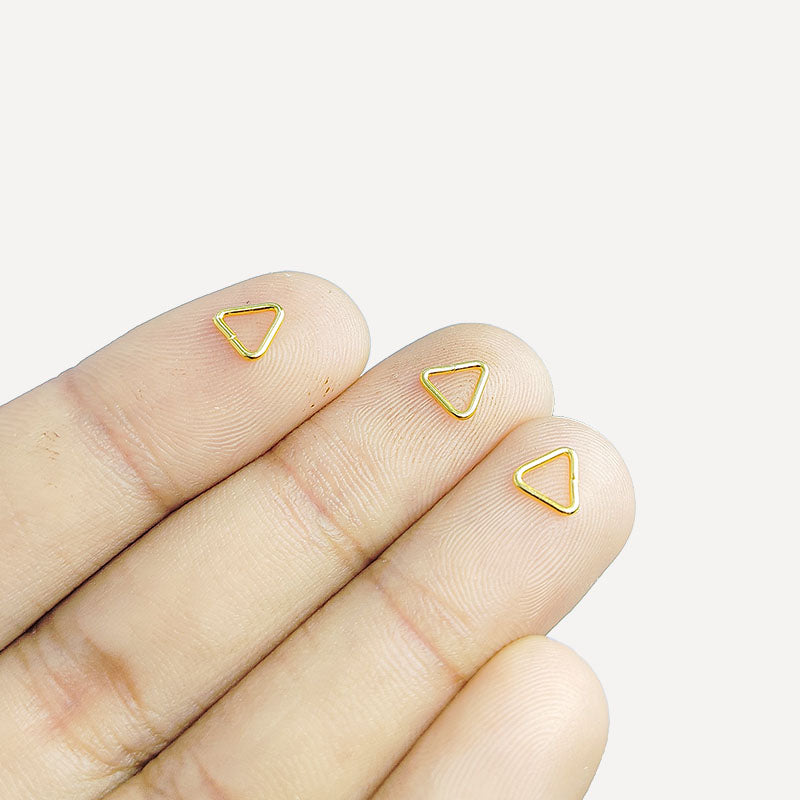Elegant triangle jump ring in 18K gold overlay over copper, polished finish, handcrafted in India.