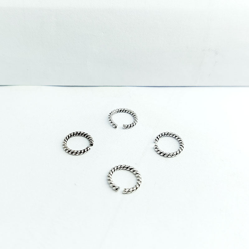Luxury silver overlay twisted open jump ring with polished finish, handcrafted in India for elegant jewelry making.