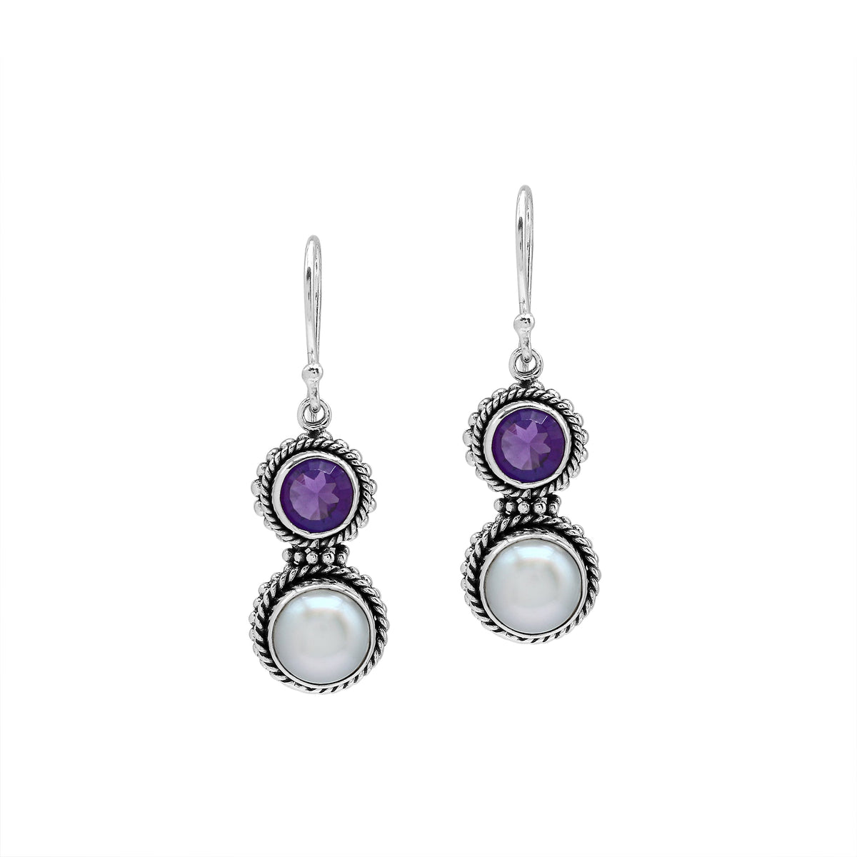NKE-1160-CO1 Sterling Silver Pendant With Amethyst Q., Pearl