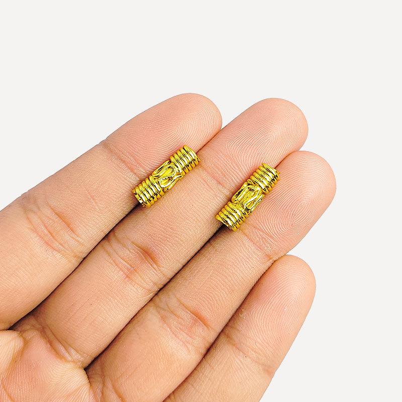Handcrafted 18K Gold Overlay Tube Over Copper straight jewelry bead from India with polished finish