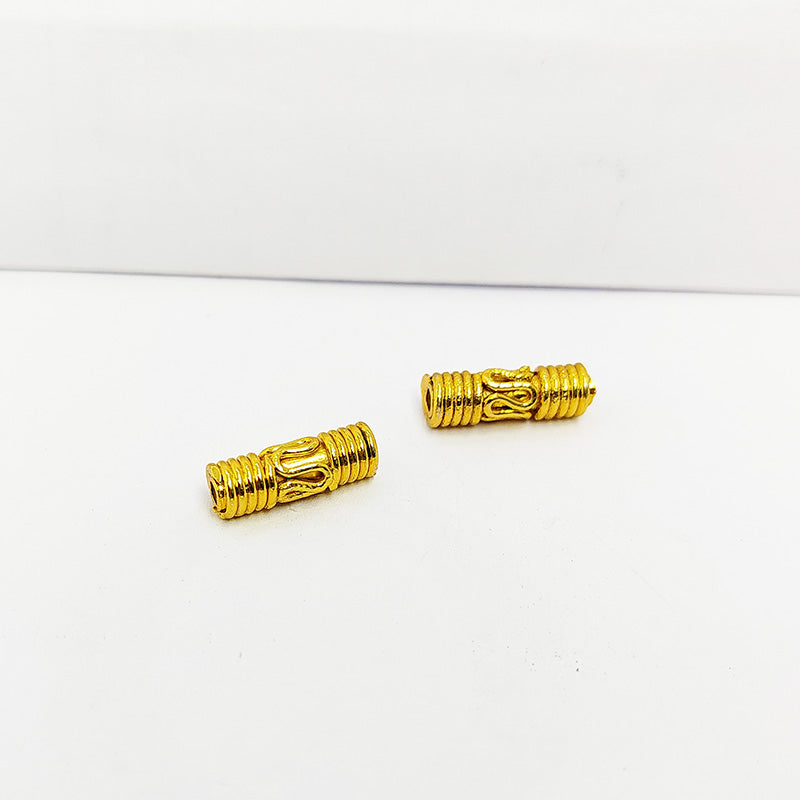 Handcrafted 18K Gold Overlay Tube Over Copper straight jewelry bead from India with polished finish
