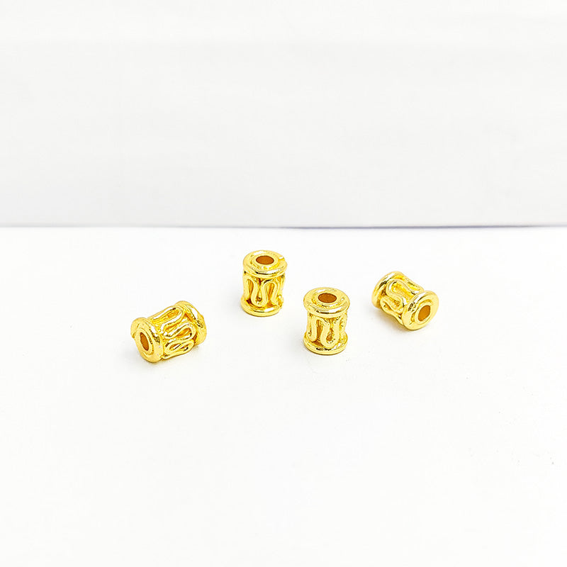 Handcrafted 18K Gold Overlay Tube Over Copper decorative jewelry bead from India with polished finish