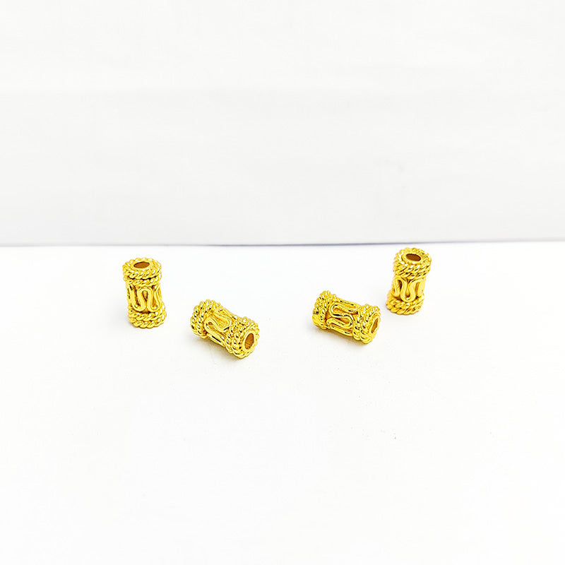 Handcrafted 18K Gold Overlay Tube Over Copper decorative jewelry bead from India with polished finish