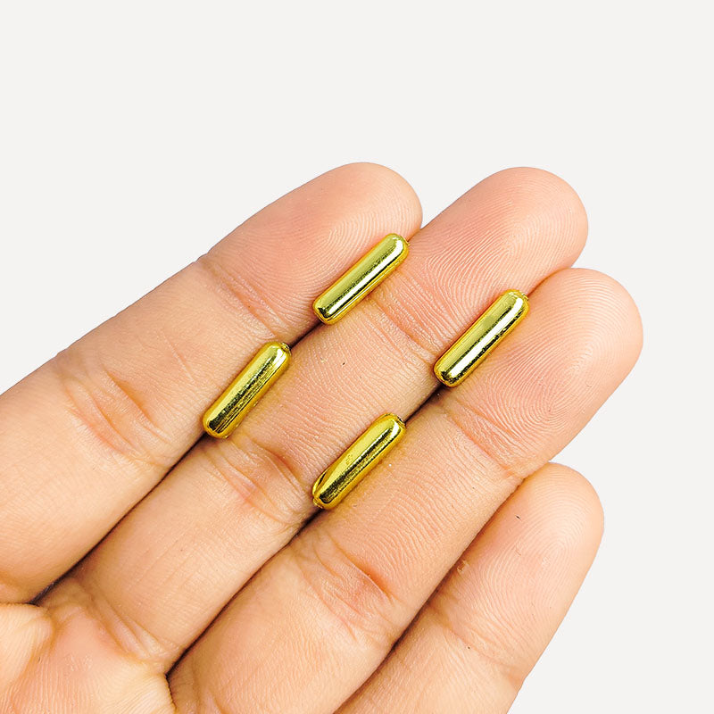Handcrafted 18K Gold Overlay Tube Over Copper straight jewelry bead from India with polished finish