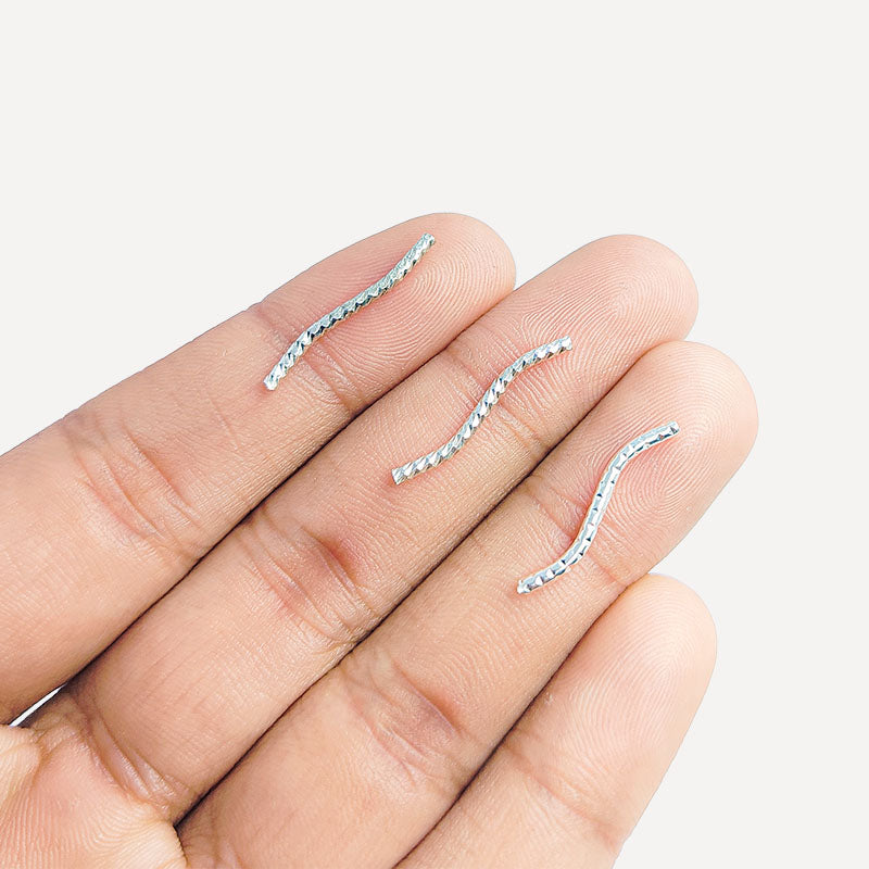 Handcrafted silver overlay twisted tube bead from India with oxidized finish for retail jewelry making