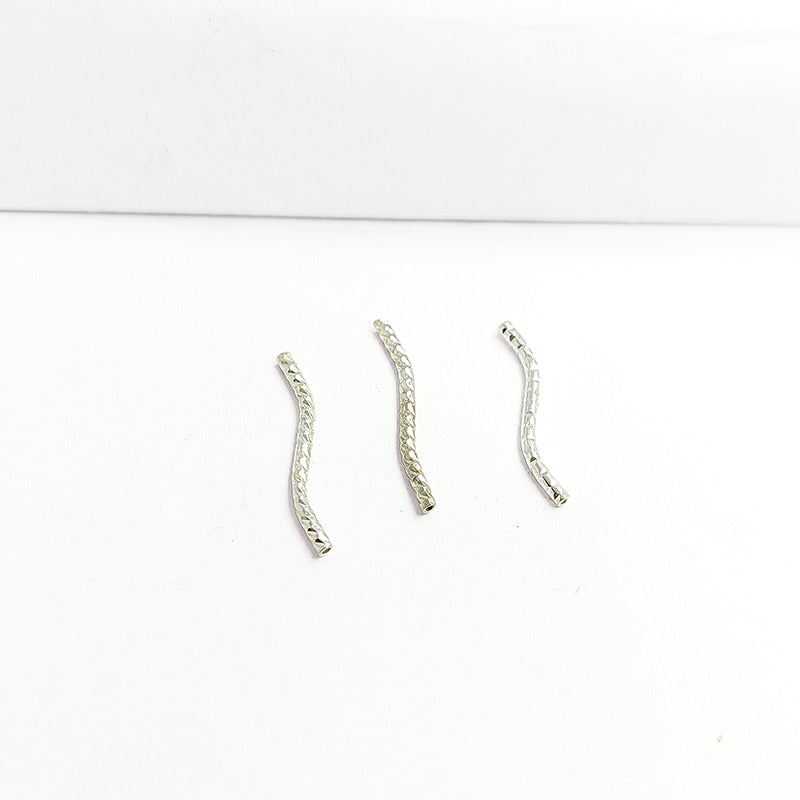 Handcrafted silver overlay twisted tube bead from India with oxidized finish for retail jewelry making