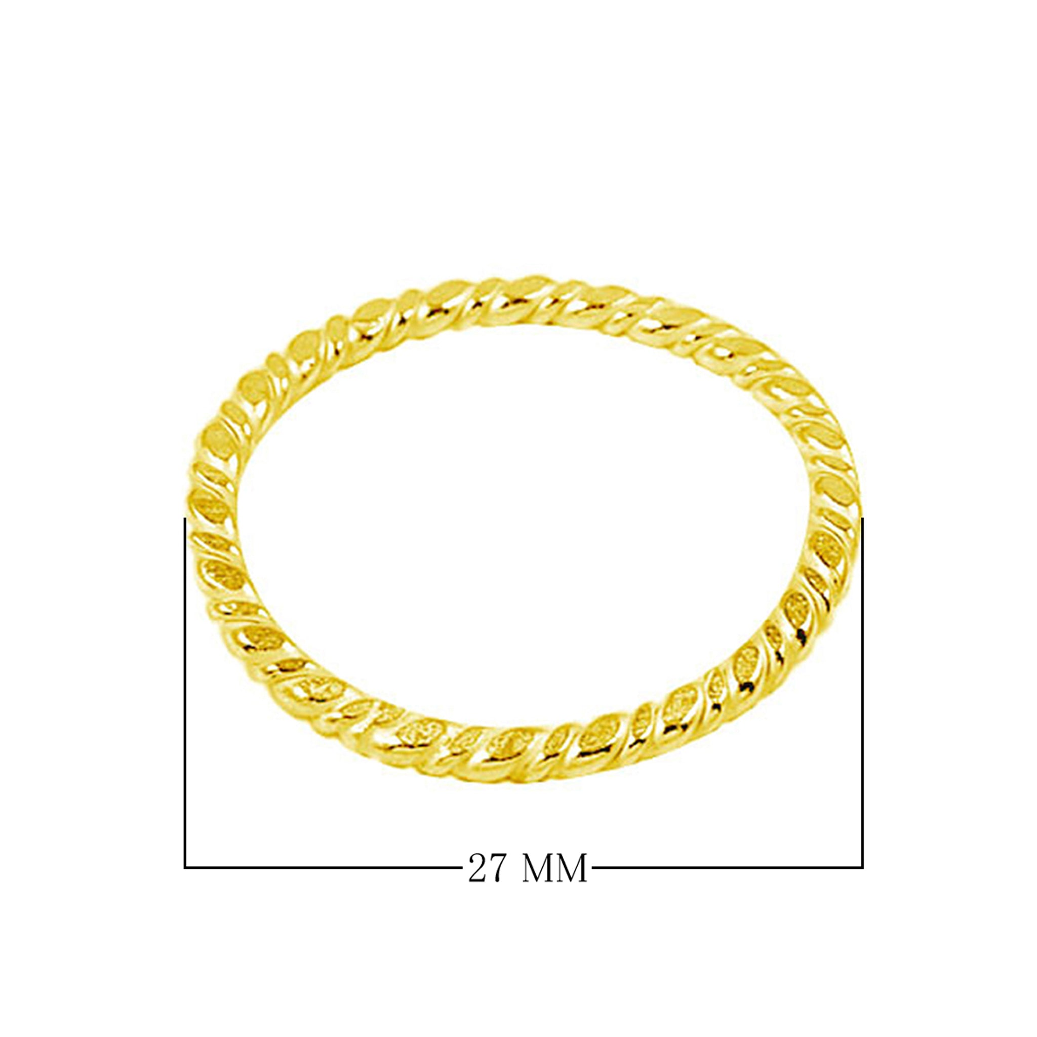 Rope-style gold bangle with 18K gold overlay over copper, handcrafted in India with polished finish.
