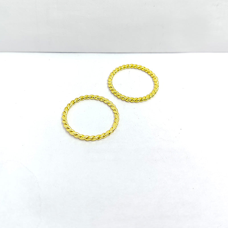 Rope-style gold bangle with 18K gold overlay over copper, handcrafted in India with polished finish.