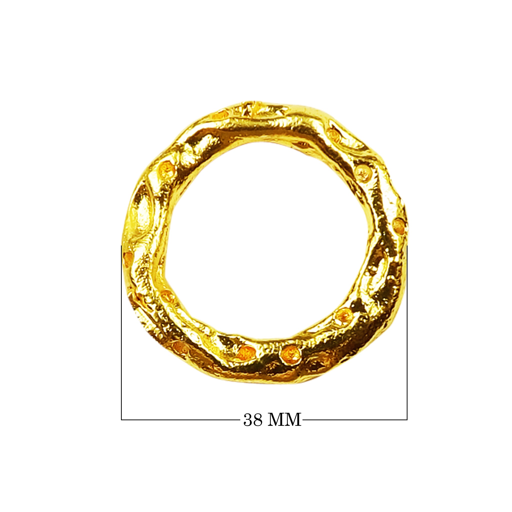 Minimalist hammered circle ring with 18K Gold Overlay over Copper, handcrafted artisan jewelry from India.