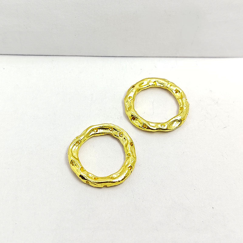Minimalist hammered circle ring with 18K Gold Overlay over Copper, handcrafted artisan jewelry from India.