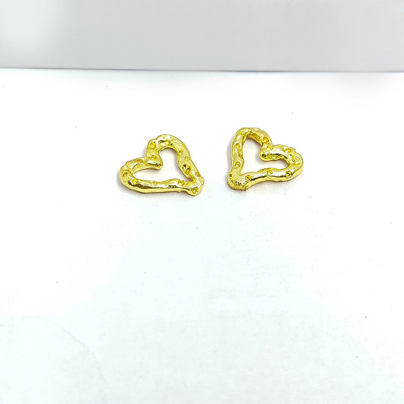 Handcrafted 18K Gold Overlay textured heart connector jewelry component made in India