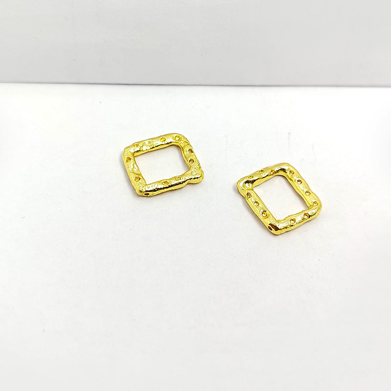 Handcrafted 18K Gold Overlay Over Copper textured rectangle connector jewelry component made in India
