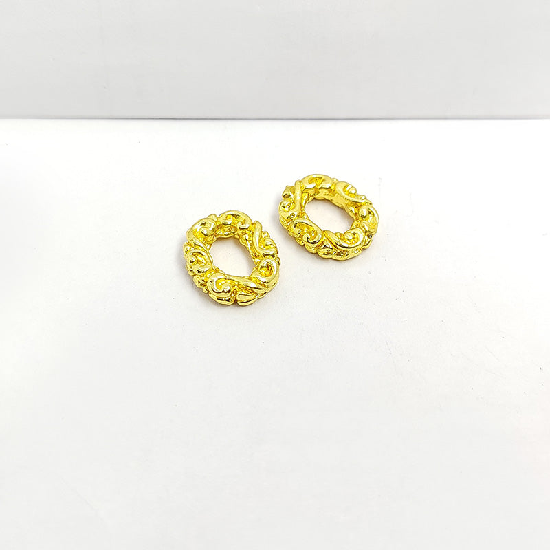 Handcrafted 18K Gold Overlay Over Copper ornate oval connector jewelry component made in India