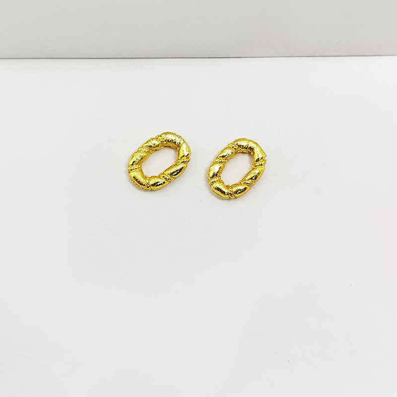 Handcrafted 18K Gold Overlay Over Copper braided oval connector jewelry component made in India