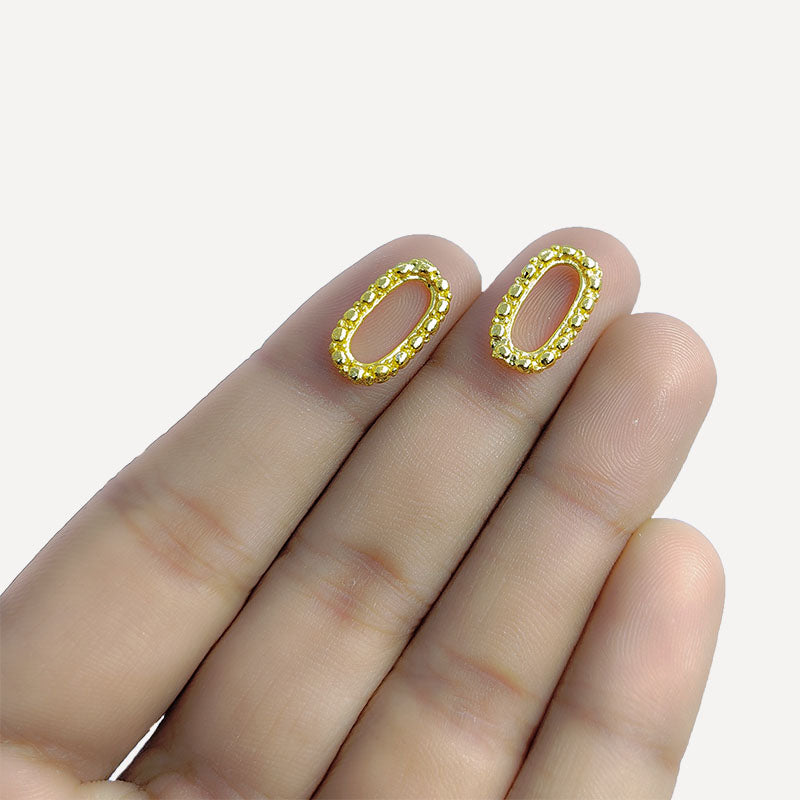 Handcrafted 18K Gold Overlay Over Copper textured oval connector jewelry component made in India