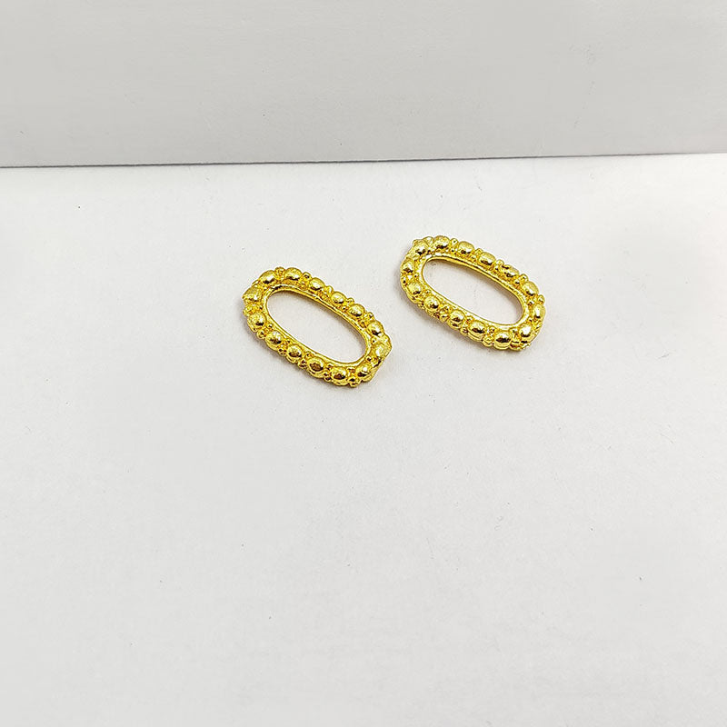 Handcrafted 18K Gold Overlay Over Copper textured oval connector jewelry component made in India