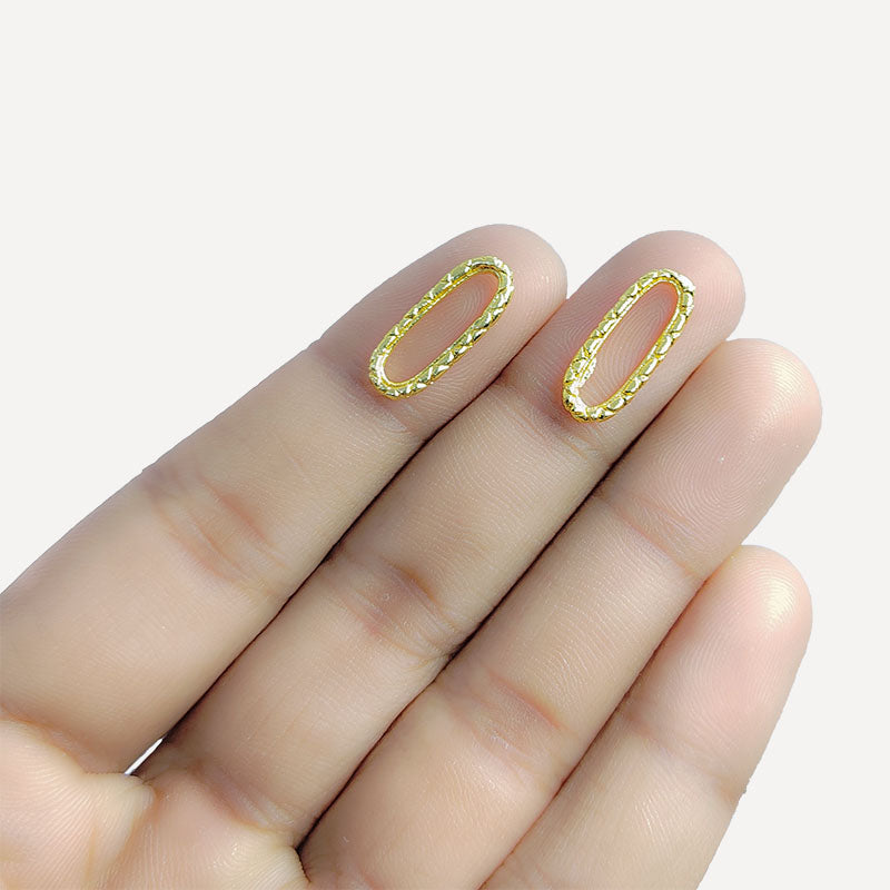 Handcrafted 18K Gold Overlay Over Copper elongated oval connector jewelry component made in India
