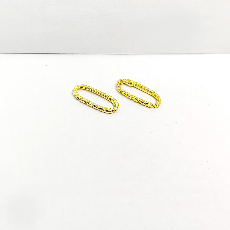 Handcrafted 18K Gold Overlay Over Copper elongated oval connector jewelry component made in India