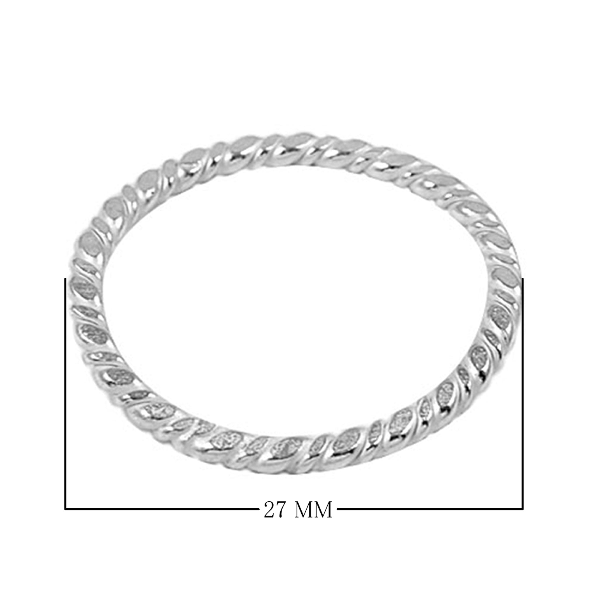Handcrafted twisted silver overlay over copper band ring with polished rope design made in India for everyday wear