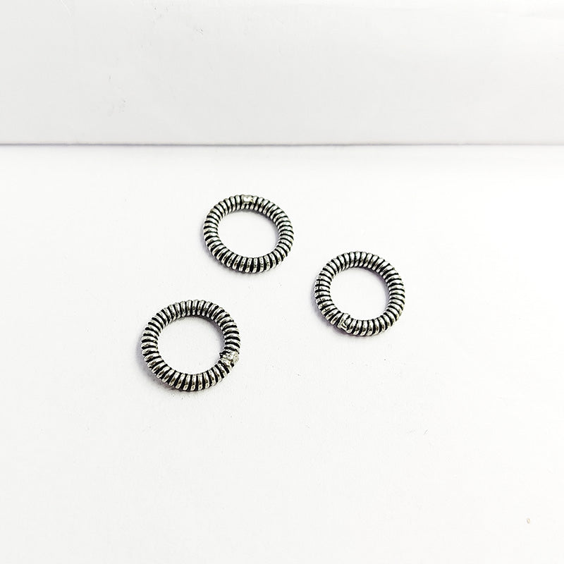 Handcrafted silver overlay ring findings from India with ribbed oxidized texture