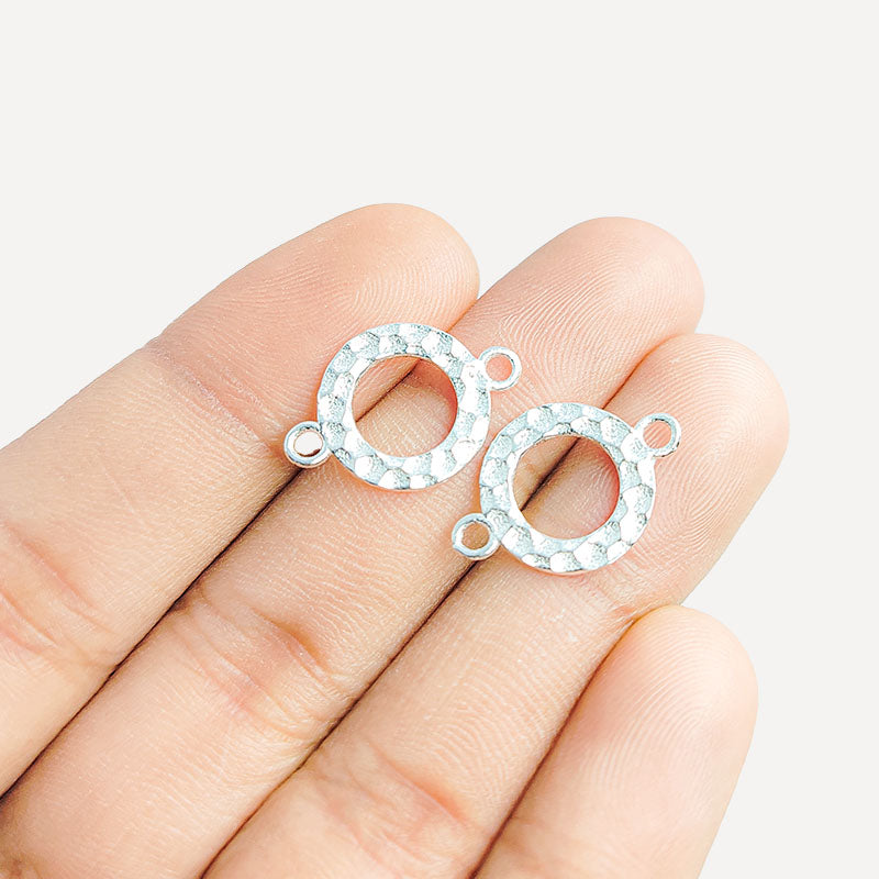Elegant silver overlay stone circle connector ring finding handcrafted in India for jewelry making