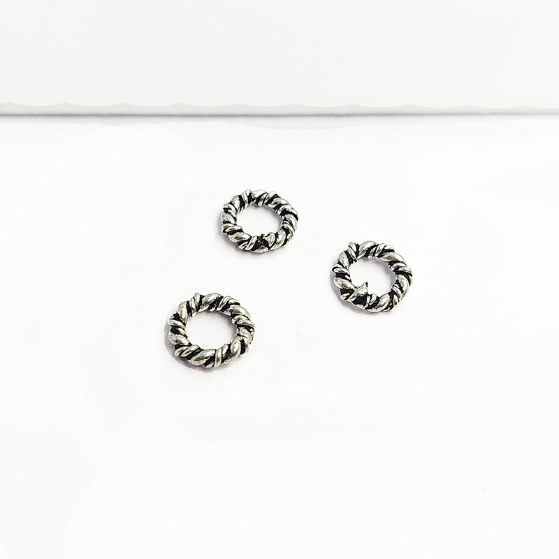 Handmade silver overlay twisted rope circle ring finding crafted in India
