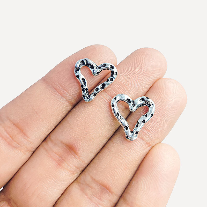 Handmade silver overlay textured heart ring finding crafted in India