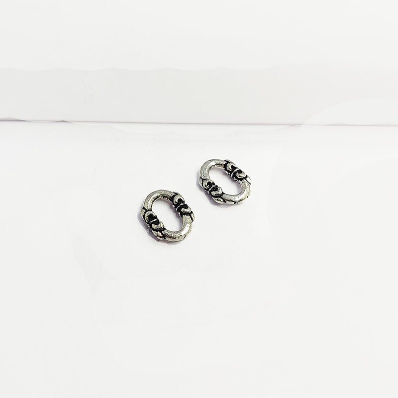 Decorative hinged ring finding with silver overlay over copper and oxidized finish, handmade in India