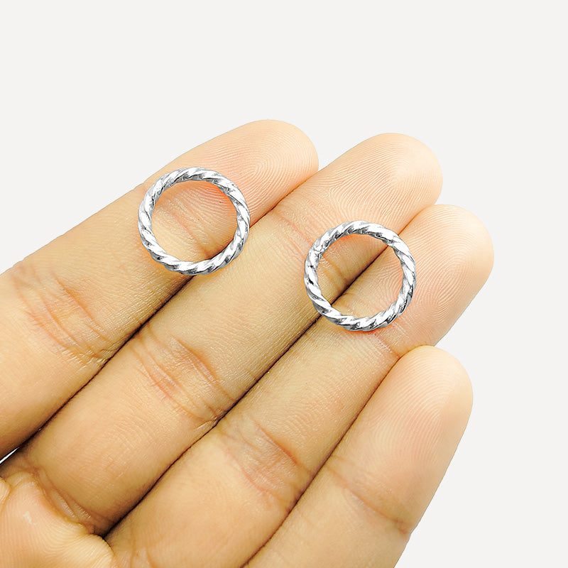 Rustic faceted twist ring finding with oxidized finish in silver overlay over copper, handcrafted in India