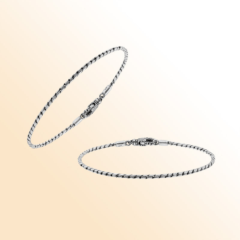 Handcrafted Sterling Silver Bali Slim Snake Chain Bracelet With Reflective Finish And Lobster Clasp.
