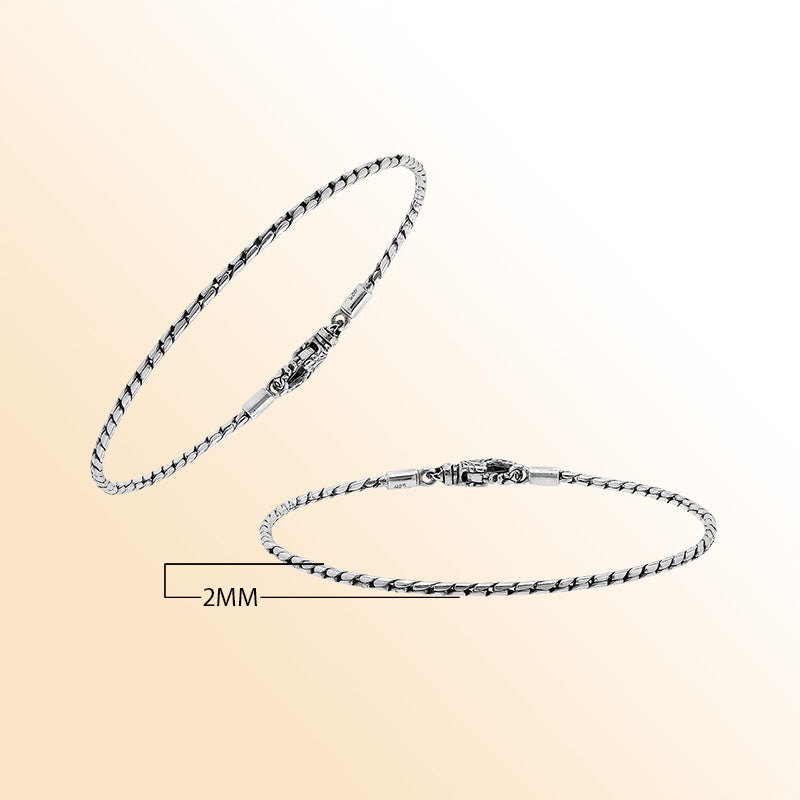 Handcrafted Sterling Silver Bali Slim Snake Chain Bracelet With Reflective Finish And Lobster Clasp.