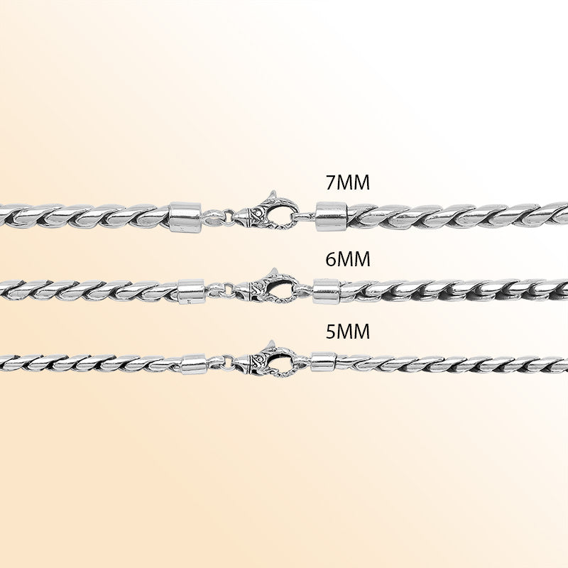 Handcrafted Sterling Silver Bali Wide Link Chain Bracelet With Reflective Finish And Lobster Lock.