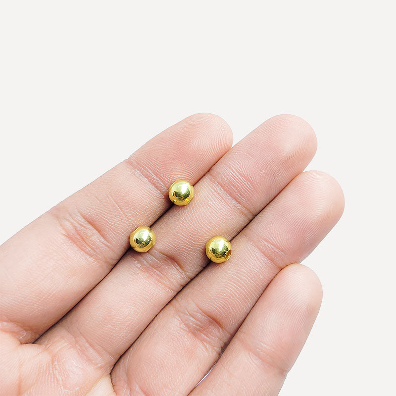 Handcrafted 18K Gold Overlay round bead from India for jewelry making